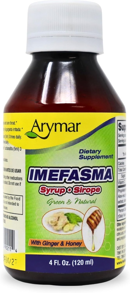 Arymar Imefasma se syrupem Ginger & Honey Cough (4 oz) - Jemná úleva s přírodními složkami