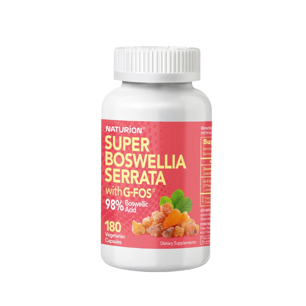 Super Boswellia Serrata s G- FOS - 98% boswellic acid - podporuje společné a mobilitní zdraví - 180 Veganské kapsle, 180 denní dodávky
