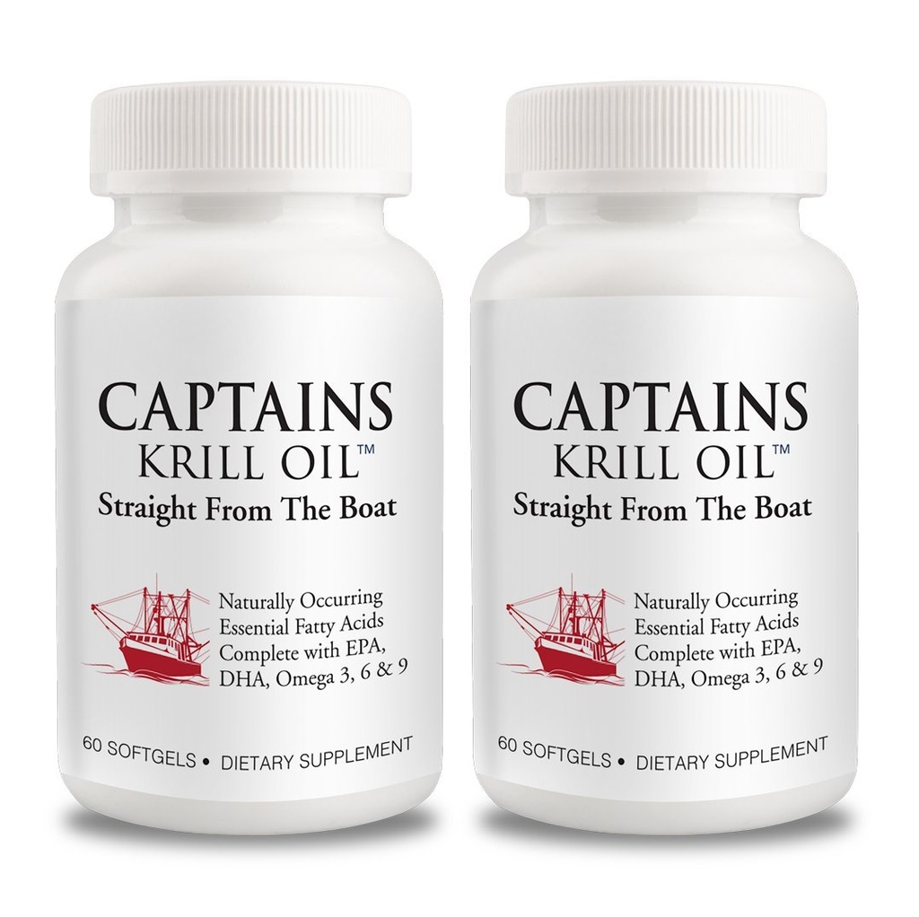 Captains Pure Antarctic Krill Oil Softgels PHAR124; Omega 3 EPA, DHA s Astaxanthin & Fosfolipidy PHAR124; No Additives or Chemicals PHAR124; 1000mg per Serving, 60 Kapsle, 2- Pack
