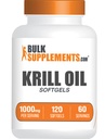 BulkSupplements.com Krill Oil 1000mg Softgels - Antarktida Krill Oil Supplement - Omega 3 dodatek, DHA dodatek - Gluten zdarma, 2 Softgels per Serving, 120 Počet (balení po 1)