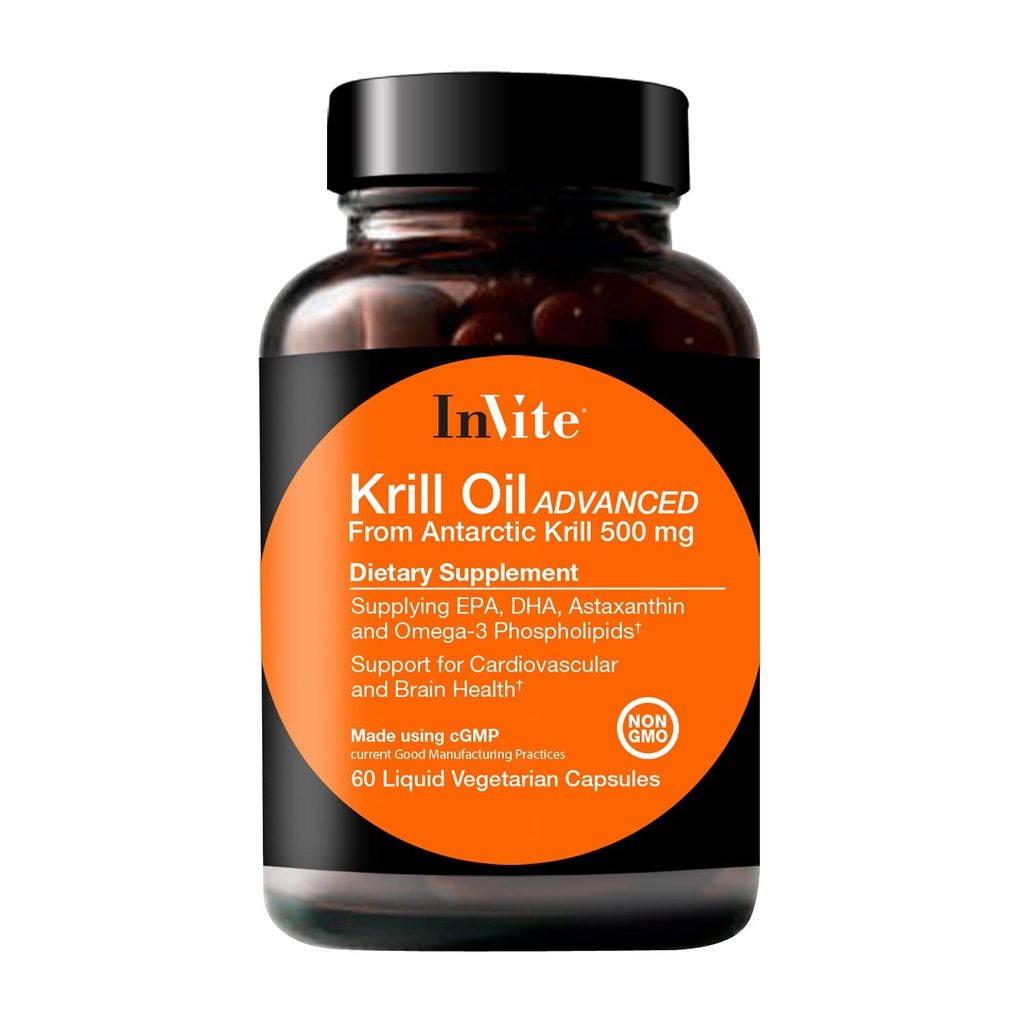 Pozvat zdraví krill olej Advanced - Podporuje kardiovaskulární a mozkové zdraví - Dodává EPA, DHA, Astaxanthin a Omega-3 Fosfolipidy - 60 Kapsle