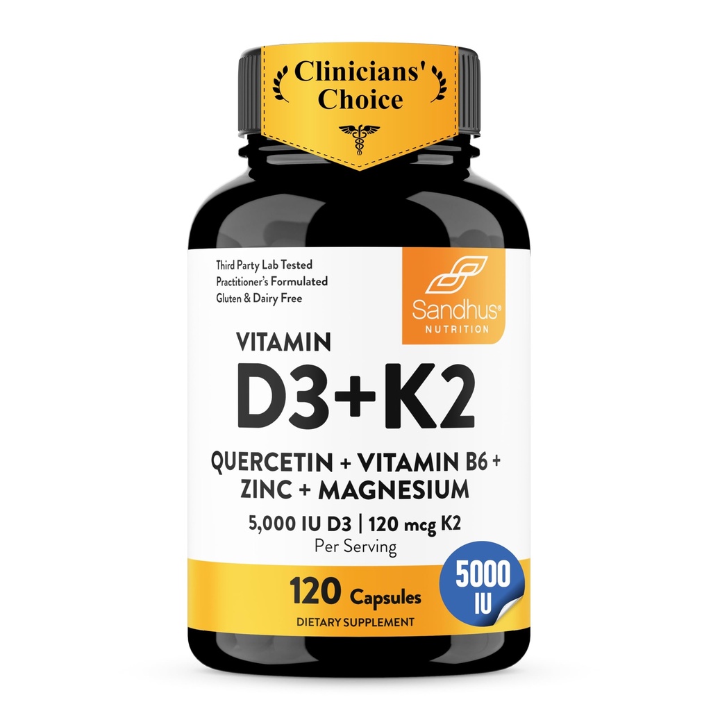 Sandhu 's Vitamin D3 K2 Magnesium 5000 IU, 120mcg K2 Kapsle 120 Počet (balení 1)