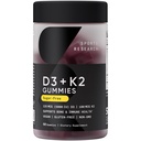 Sports Research ® Vegan Vitamin D3 + K2 Sugar- Free Gummies - 125mcg (5000iu) Vitamin D w / 100mcg Mk7 Vitamin K - Podporuje kostní a imunitní zdraví * - Vegan Certified · Non- GMO · Soy Free - 60 Počet