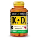 MASON NATURAL Vitamin K2 + D3, 100, Denní zásoba, s vápníkem pro normální kostní a svalovou podporu, tablety