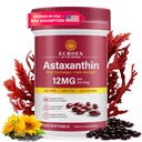 Astaxanthin 12mg - Přírodní Astaxanthin z Haematococcus Pluvialis, Triple Strength Antioxidant Supplemente for Eye, Skin, Joint & Imunitation Support (120 Počet balení po 1)