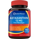 Lékařské recepty Astaxanthin 12 mg, z čerstvých Premium mikrořas, Max síla, No Gluten, Non- GMO, podporuje pleť, oko, kost a imunitní systém zdraví, 60 Softgels