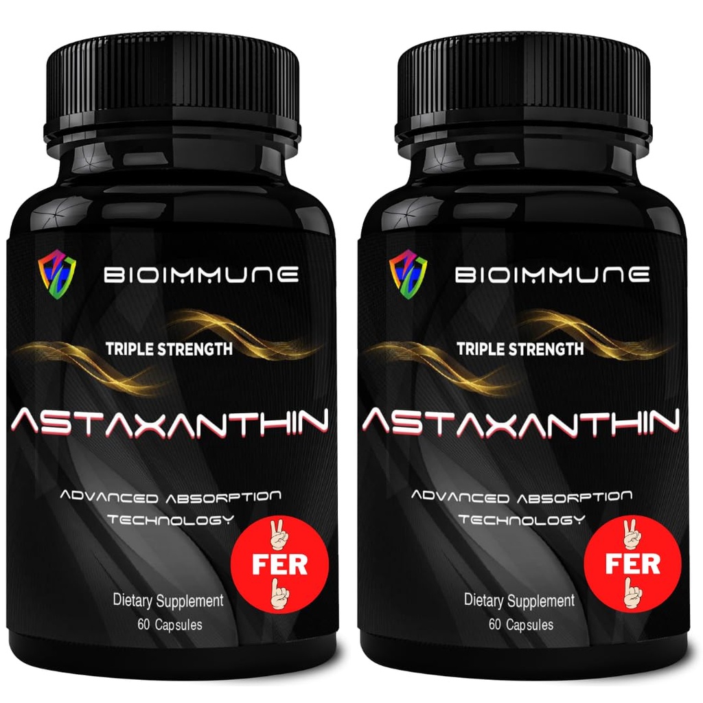 Biologická imunita 2 Pack Triple Strength AstaQuil ™ Astaxanthin 12mg Enhanced Absorption, 120 Softgels w / Organic Coconut Oil. Výkonný antioxidant pro oční, kloubní a srdeční zdraví