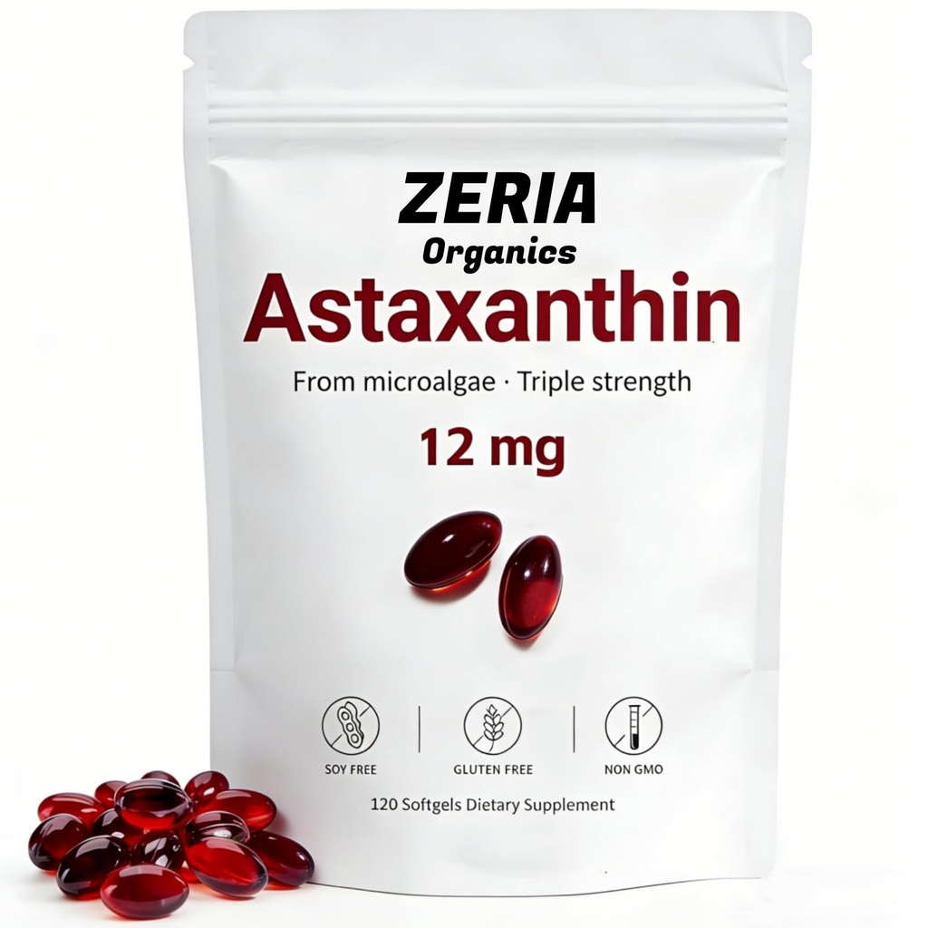 Astaxanthin 12mg, přírodní Astaxanthin Doplňky Algae, 120 Softgels 4- měsíční dodávka