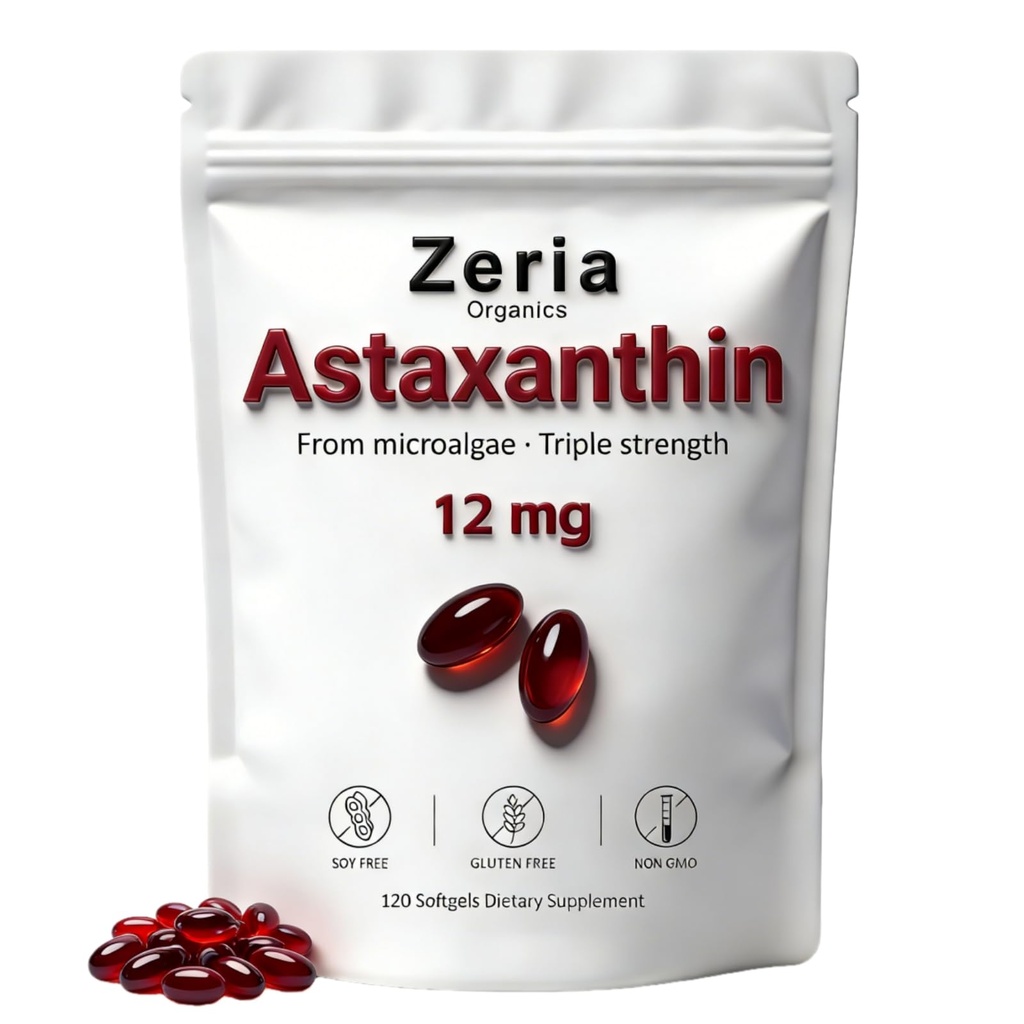 Astaxanthin 12 mg, Natural Astaxanthin Supplementary Algae, 120 Softgels (1 taška)