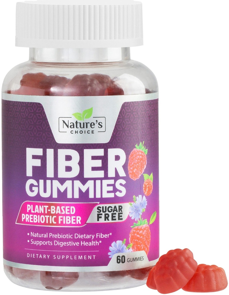Žvýkačky pro dospělé, Sugar Free Daily 4g Gummy Fiber Supplement, Prebiotická Žvýkačková Podpora zdraví - Rostlinné Rozpustné Žvýkačky, Prebiotika Podporuje Regularitu a stravení - 60 Žvýkačky