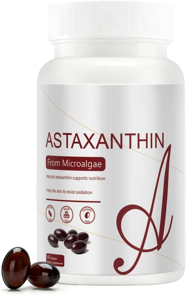 Astaxanthin 12mg PHARMAN 124; z přírodní mikrořasy PHARMAN 124; 60 Softgels (2- Month Supply) PHARMAN 124; Easy to Swallow, Non- GMO, Soy- Free