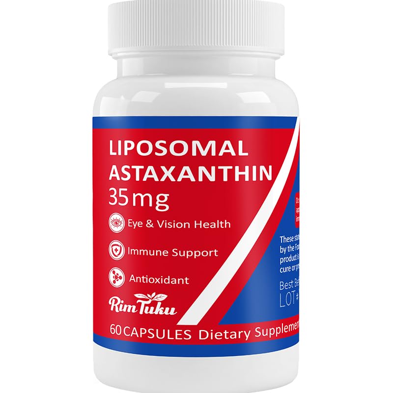 35mg Liposomální Astaxanthin dodatek - Výkonná antioxidační podpora kůže, kloubní a oční zdraví - Přírodní anti- stárnutí Formule s čistým Astaxanthin - Vegan, Non- GMO, 60 Kapsle