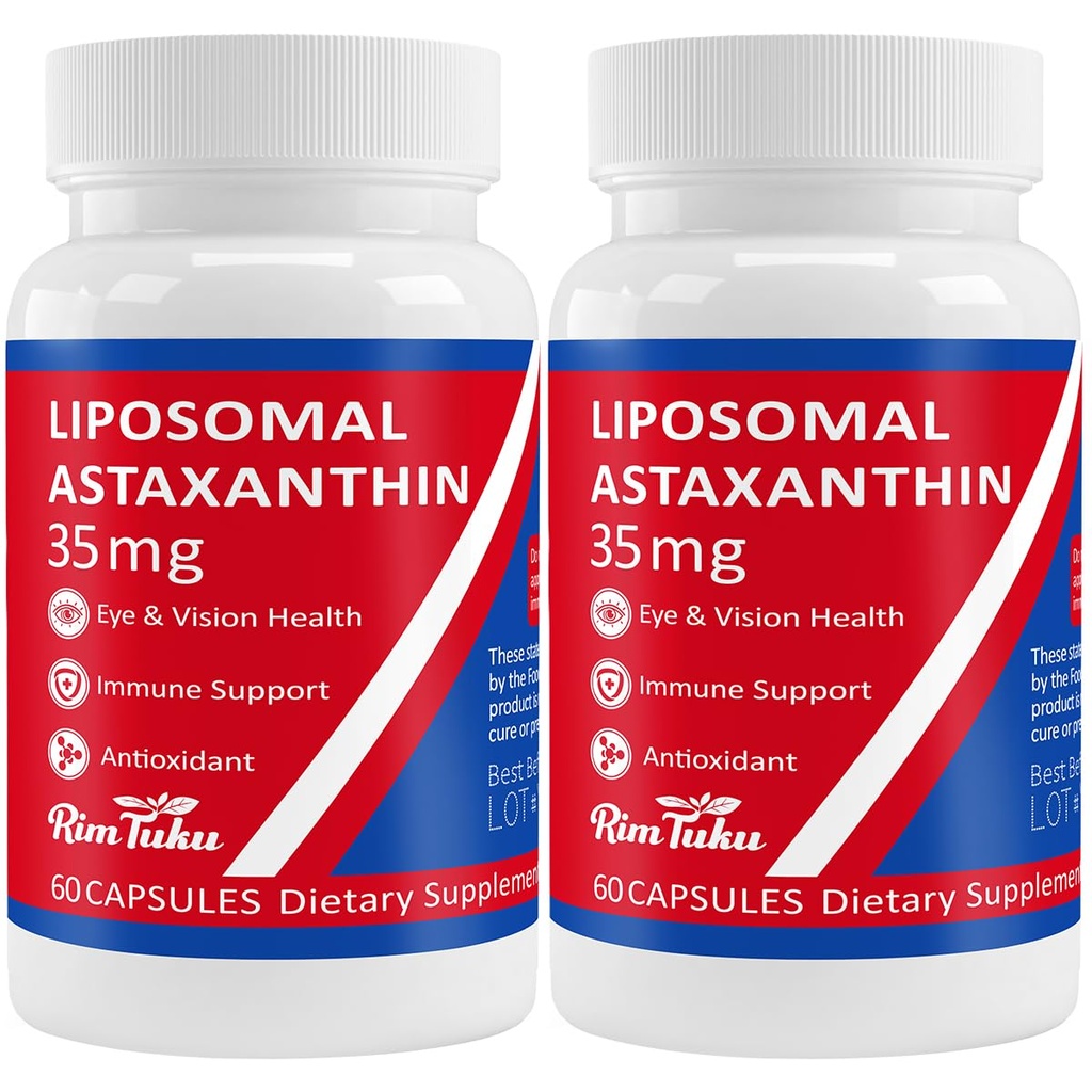35mg Lipozomální astaxanthin dodatek - Výkonná antioxidační podpora kůže, kloubní a oční zdraví - Přírodní anti- stárnutí Formule s čistým astaxanthin - Vegan, Non- GMO, 120 Kapsle