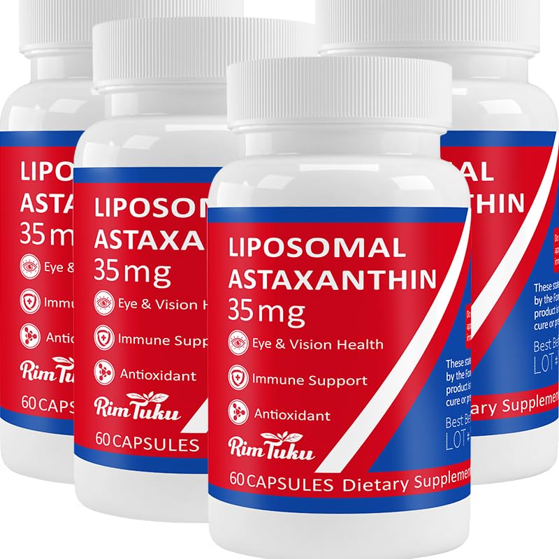 35mg Lipozomální Astaxanthin dodatek - Výkonná antioxidační podpora kůže, kloubní a oční zdraví - Přírodní anti- stárnutí Formule s čistým Astaxanthin - Vegan, Non- GMO, 240 Kapsle