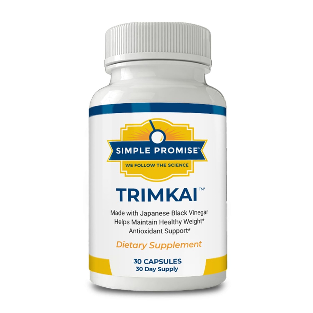 Jednoduchý slib TrimKai - Japonské černé ocet Kapsle pro podporu metabolismu - s Astaxanthin 12mg, Seaweed & Black Pepper Extract - Plant- Based Formule - 30 Kapsle