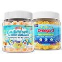 Děti L- methylfolátové žvýkačky, aktivní 5- MTHF + methyl B12, vitamin B6, B2, Cholin, Vegan Omega 3 DHA & EPA + děti Omega 3 Gummie + vápník 400mg + vitamin D3 K2 + C, Omega-3 DHA & EPA dodatek