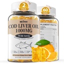 Cod Jaterní olej 1000mg Žvýkačky pro dospělé a děti, s vitaminem A & D3 - Omega 3 doplněk rybího oleje - DHA 360mg & EPA 240mg pro mozek, kosti, oko a imunitní zdraví, cukr zdarma, 120 Počet