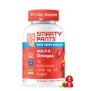 SmartyPants Kids Zero Sugar Multivitamin Gummies: Omega-3, Vitamíny D, C, A, Plant- based, Gluten Free, Jahodová banánová flavor, 60 denní zásoba