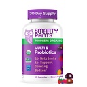 SmartyPants Organic Toddler Multivitamin Gummies: Probiotika, Omega 3 (ALA), Vitamin D3, C, Vitamin B12, B6, A, K & Zinek, Beta karoten, Lepek zdarma, Tři ovocné příchutě, 60 Počet (30 denní dodávka)