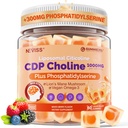 Citicoline 1000mg & Fosfatidylserine 300mg doplňky CDP Choline Gummies, Mozkový dodatek pro paměť a zaměření w / Lion je hříva, Omega33, Methylfolát, B6 & B12, Non- GMO, cukr zdarma, 60ct