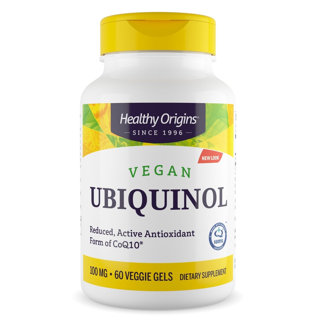 Zdravý původ Vegan Ubiquinol (aktivní forma CoQ10), 100 mg - Kaneka Ubiquinol Doplňky pro srdeční zdraví a antioxidační podporu - Gluten- Free & Non- GMO doplněk - 60 Veggie Gels