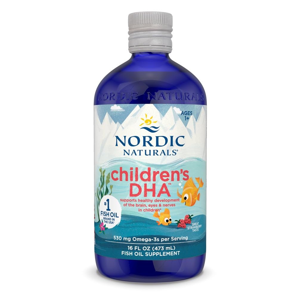 Nordic Naturals Children 's DHA, Strawberry - 16 oz for Kids - 530 mg Omega33 with EPA & DHA - Brain Development & Function - Non- GMO - 192 Servings (Pack of 2)