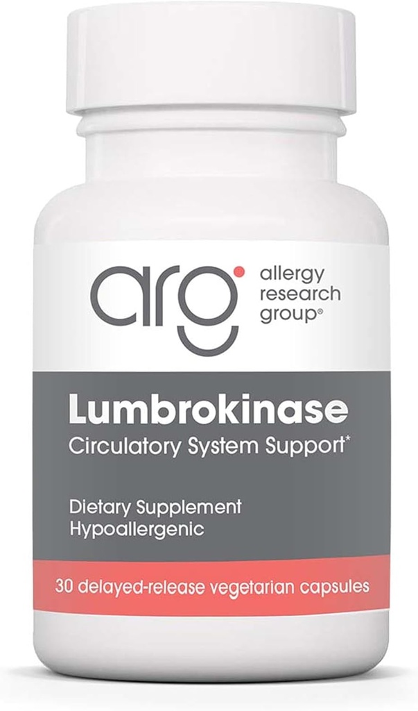 Alergie Research Group Lumbrokináza Dodatek - Cirkulační System Support, Podporuje krevní cirkulaci již v normálním rozsahu - 30 opožděné uvolnění vegetariánské kapsle