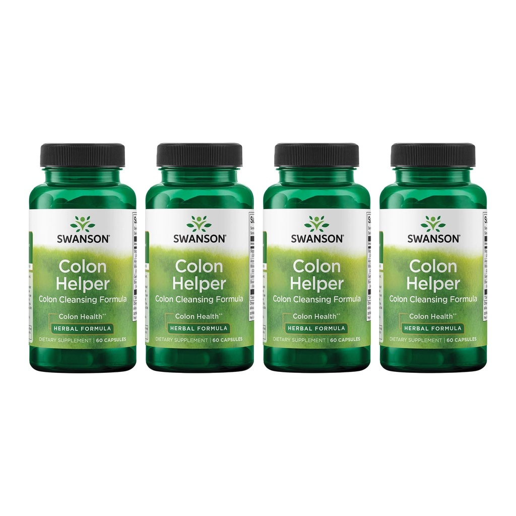 Swanson Colon Helper - Promotes Digestive Health Using Sporýš, Goldenseal Root, Slippery Elm Bark & More - Bylinný dodatek Napomáhání zdravé eliminace - (60 Kapsle) (4 Pack)