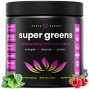 NutraChamps Super Green Powder Premium Superfood 124; 20 + Organic Green Veggie Whole Foods CLAS124; Wheat Grass, Spirulina, Chlorella CLAS124; Antioxidant, Digestive Enzyme & Probiotic Blends (9.1 OZ, Antioxidant)