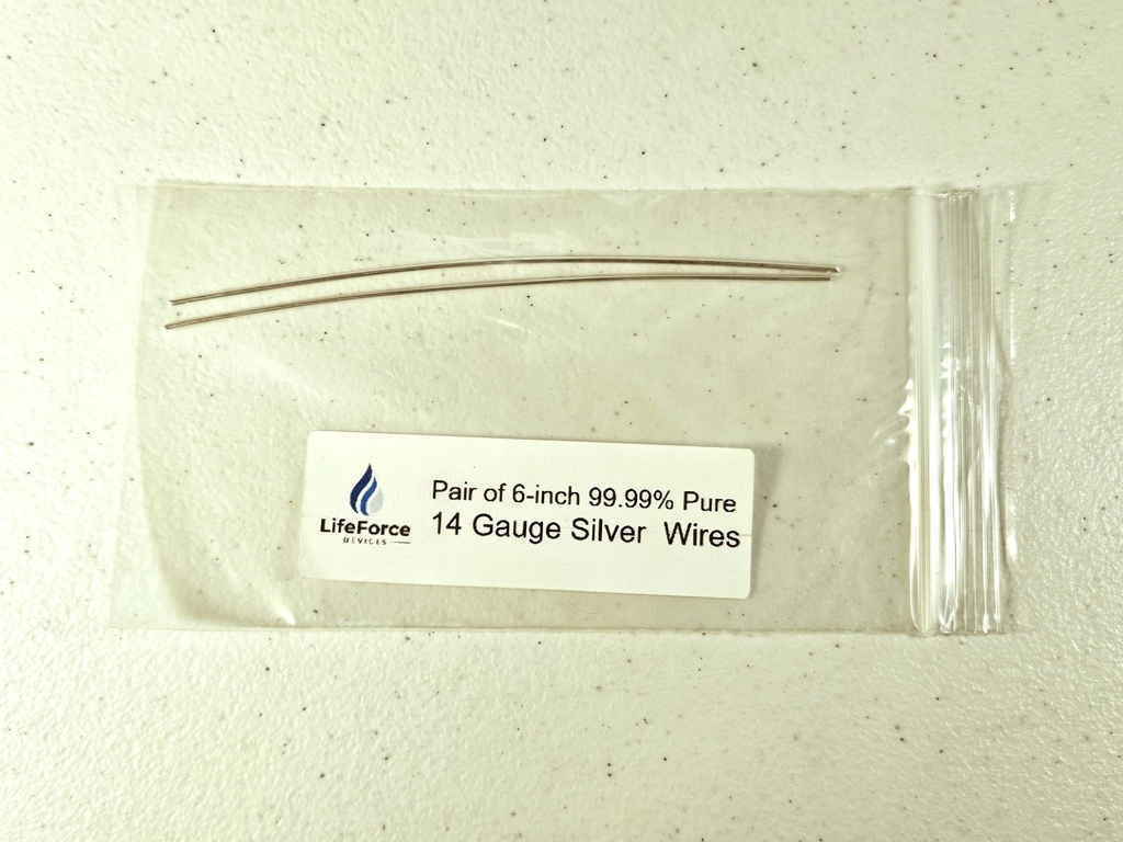 Čisté stříbrné generátorové vodiče - 9999 Stříbrné elektrody - Předstřih 6- Inch 14 Gauge Wires - Vhodné generátory LifeForce