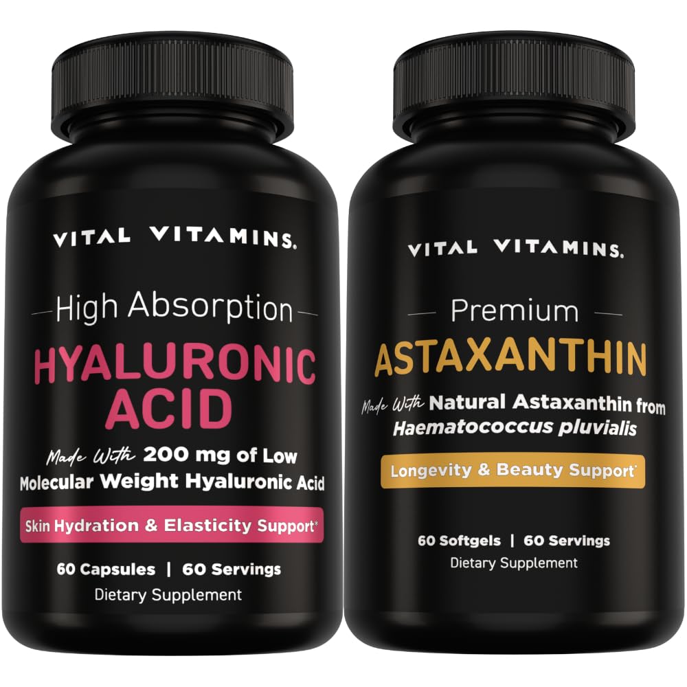Vitální vitaminy Čistá kyselina hyaluronová 60 ct + astaxanthin 60 ct