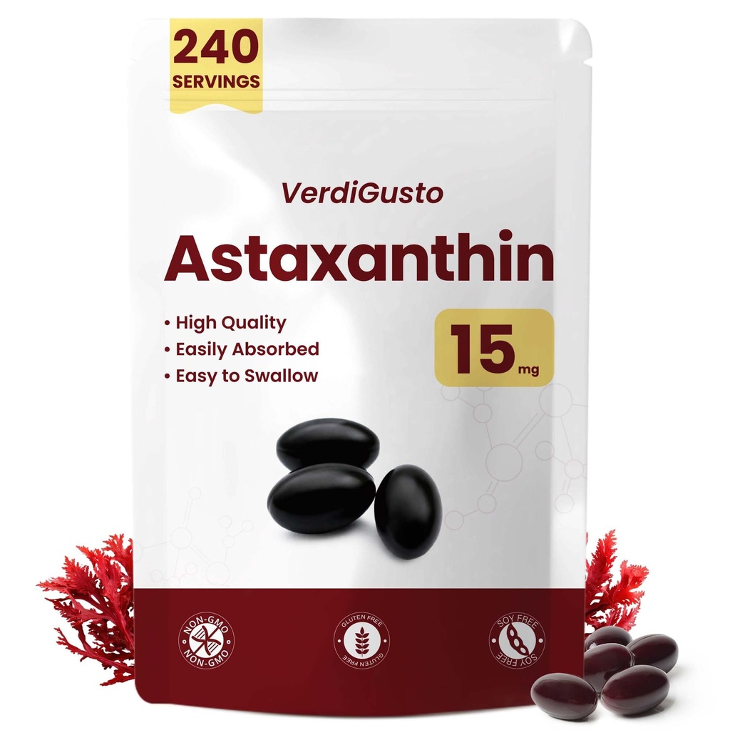 15mg Astaxanthin CLAS124; 240 Softgels CLAS124; Astaxanthin doplňky CLAS124; 8 Month Supply CLAS124; Antioxidant Support, Eye & Skin Health CLAS124; Interní oběh CLAS124; Non- GMO, gluten- Free, No Soy