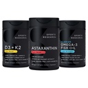 Sport Research ® Antioxidant Support Pack w / Triple Strength Vegan Astaxanthin dodatek z Řasy, Omega33 Fish Oil 1250mg, a Vitamin D3 5000iu & Mk7 Vitamin K2 s kokosem MCT Olej