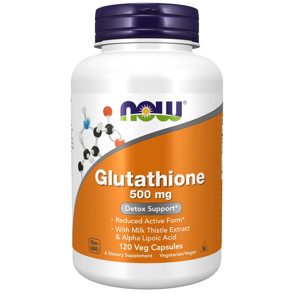 Nyní potraviny doplňky, Glutathione 500 mg, s Mléko Thistle Extract & Alpha Lipoic Acid, Free Radical Neutralizer *, 120 Veg Kapsle, Beige