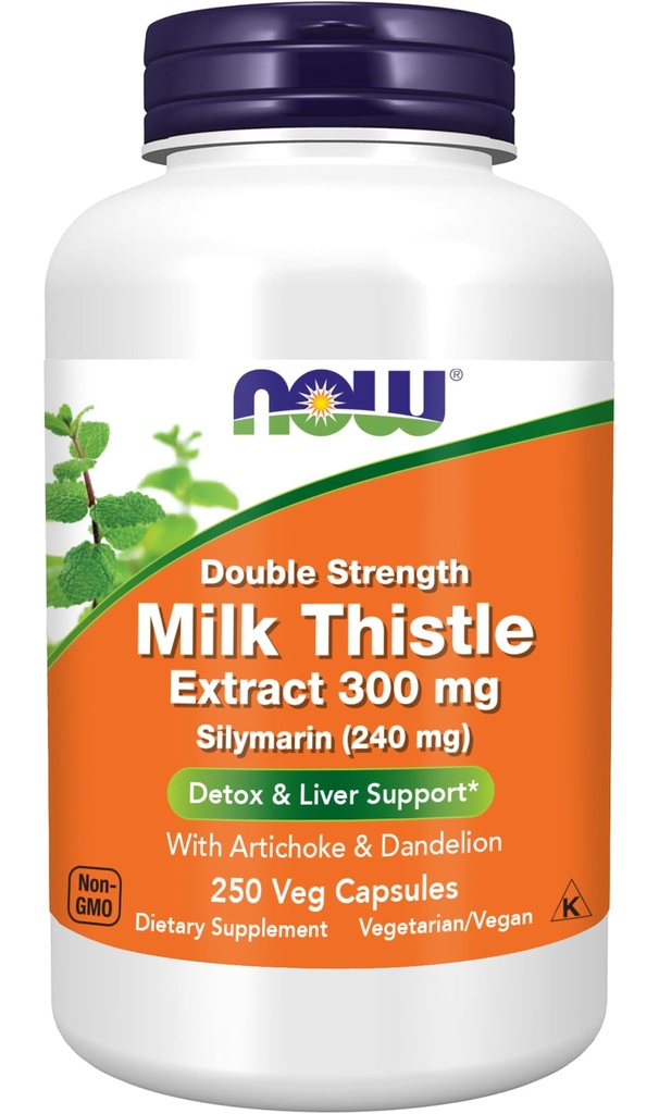 Nyní Potraviny Doplňky, Silymarin Mléko Thistle Extract 300 mg s Artyčok a Pampeliška, Dvojitá síla, Podporuje funkci jater *, 250 Veg Kapsle (1)
