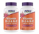Nyní doplňky Vitamin D3 K2, 1000 IU / 45 mcg, Kardiovaskulární podpora, Podporuje kostní zdraví, 180 Vegetariánské kapsle - Vegan, gluten zdarma, Kosher vitamin D3 a K2 doplňky (2)