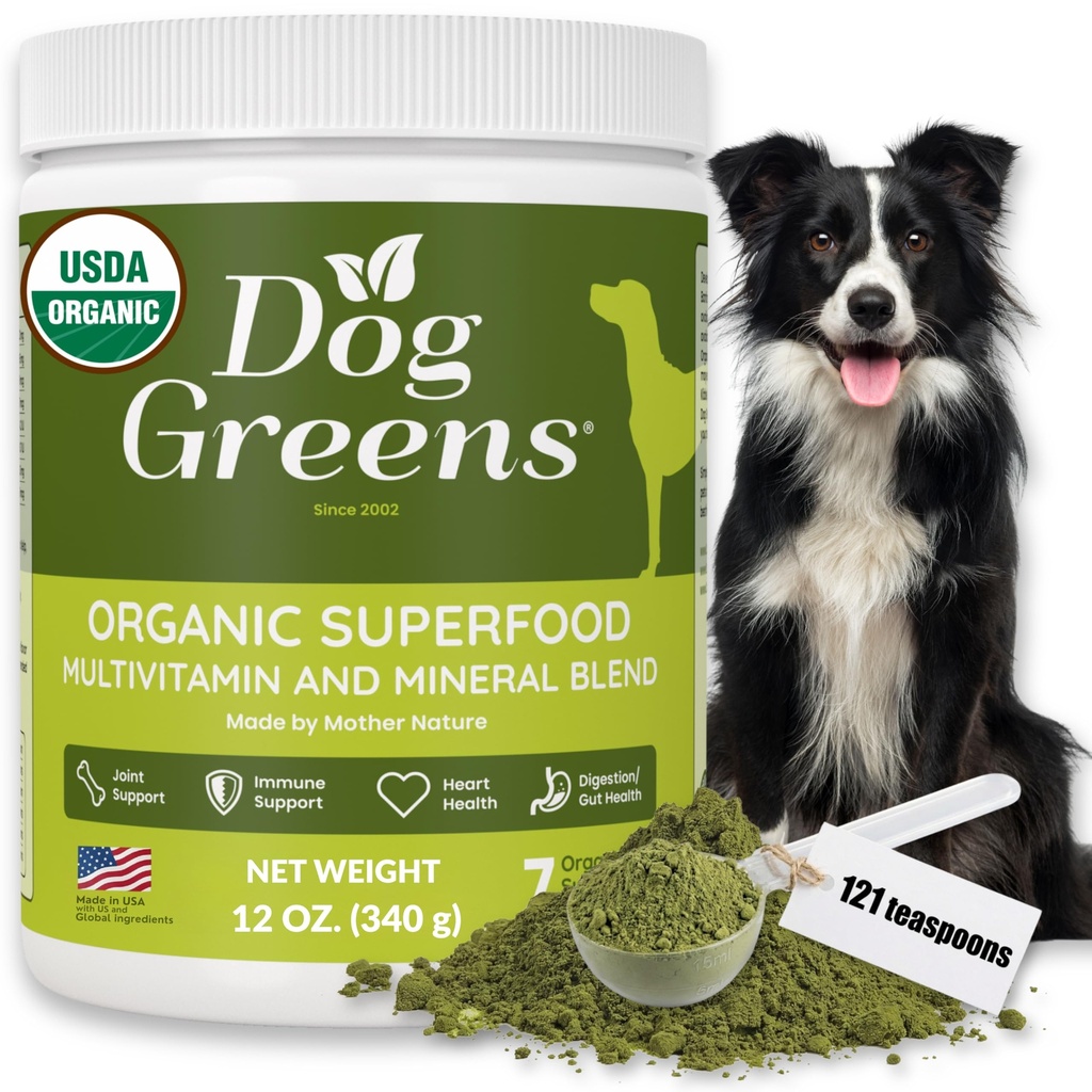 Superfood Multivitamin Powder - Dog Vitamíny a doplňky, Organic Kelp, Spirulina, Moss moře pro domácí jídlo, Kibble a syrové jídlo, Energie, Imunitní, Společná a kožní podpora pro všechny věky