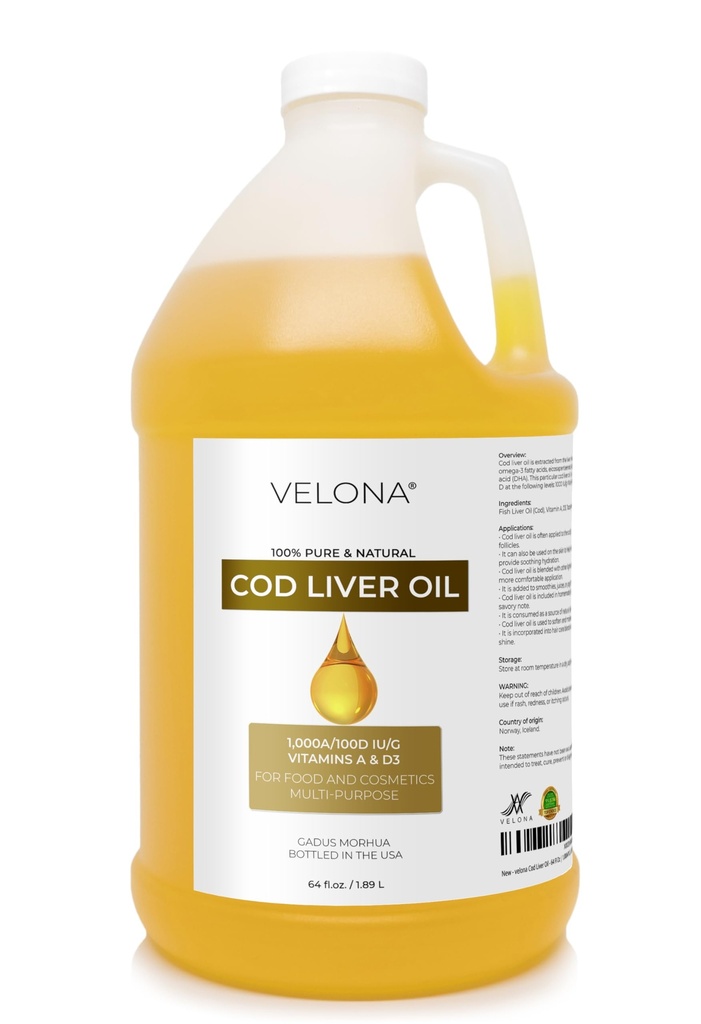 Velona Cod Jaterní Oil - 64 Fl Oz Oz OF 124; 1,000A / 100D IU / g Omega 3 Vitamíny A & D3 Oil 124; Norská Arktida udržitelně sourced Nordic Oil 124; Vlasy, Tělo a péče o pleť 124; Použití dnes - Užijte si výsledky