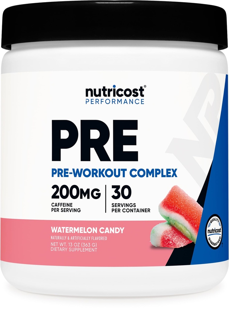 Nutricost Pre- Workout Powder (Watermeloun Candy) 30 Servings - GMO- Free, Gluten- Free, Vegetarian