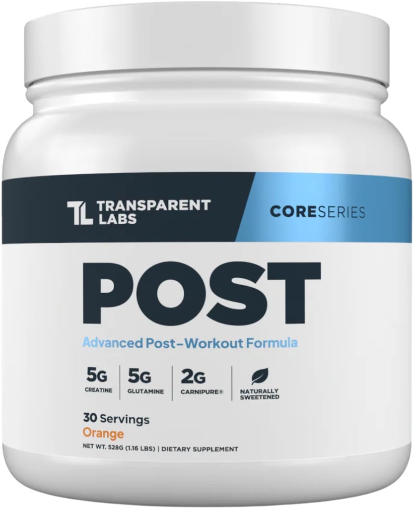 Transparentní Labs Post - Post- Workout Recovery Muscle Builder w / L- Glutamin, Creatine Monohydrát, & Carniclear L- Carnitin L- Tartate for Muscle Recovery & Building - 30 Servings, Orange