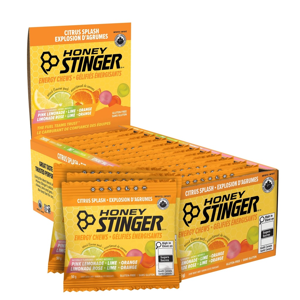 Med Stinger Organic Citrus Splash Energy Chews, Gluten Free & Caffeine Free, pro cvičení, běh a výkon, Sportovní výživa pro domácí & Gym, Pre and Mid Workout, 21.6 Ounces (balení 12)