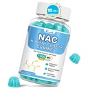 NAC Gummies, NAC dodatek s mléčným Thistle, Selen, B6, B12 - Antioxidant, imunitní podpora - N Acetyl Cystein 600 mg na Gummy - Borůvková ochucená, 60 Cts