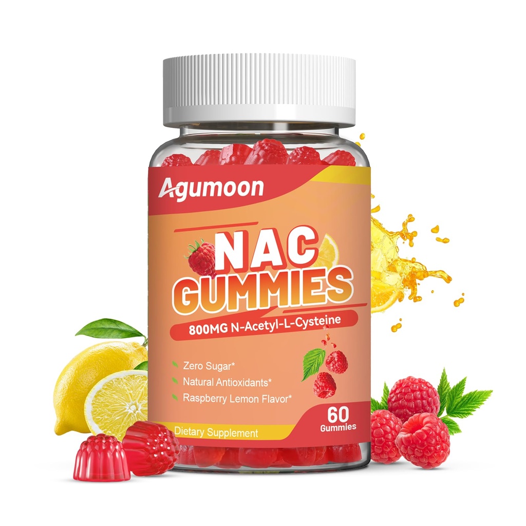 NAC Gummies 800mg pro dospělé a 400mg pro děti, NAC doplněk N-Acetyl Cysteine, bez cukru - 60 Vegan Gummies, Antioxidant dodatek, imunitní podpora