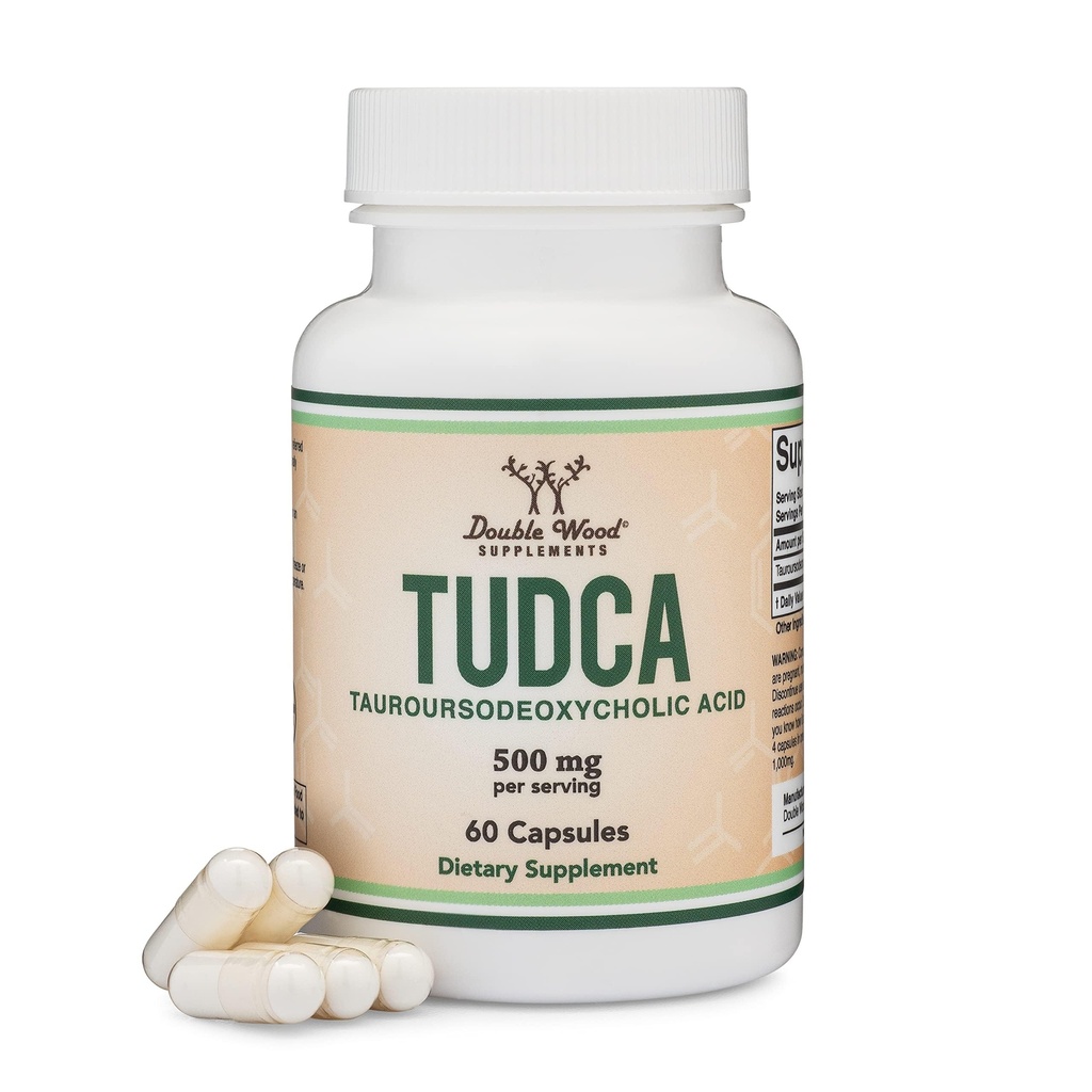 TUDCA Bile Soluje doplněk pro podporu jater, 500mg služby, Játra a žlučník Čistící dodatek (60 Kapsle, 250mg) Genuine Bile Acid TUDCA se silnou hořkou chutí Double Wood