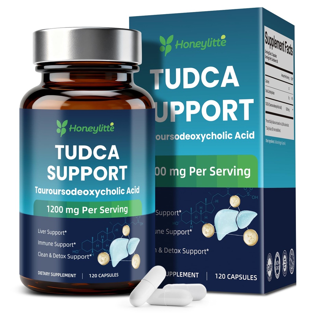 TUDCA 1200mg - Pure Tauroursodeoxycholic Acid Supplement, 120 Vegan Kapsle Easy to Swallow (60- Day Supply), Non- GMO, Gluten- Free (120 Counts)