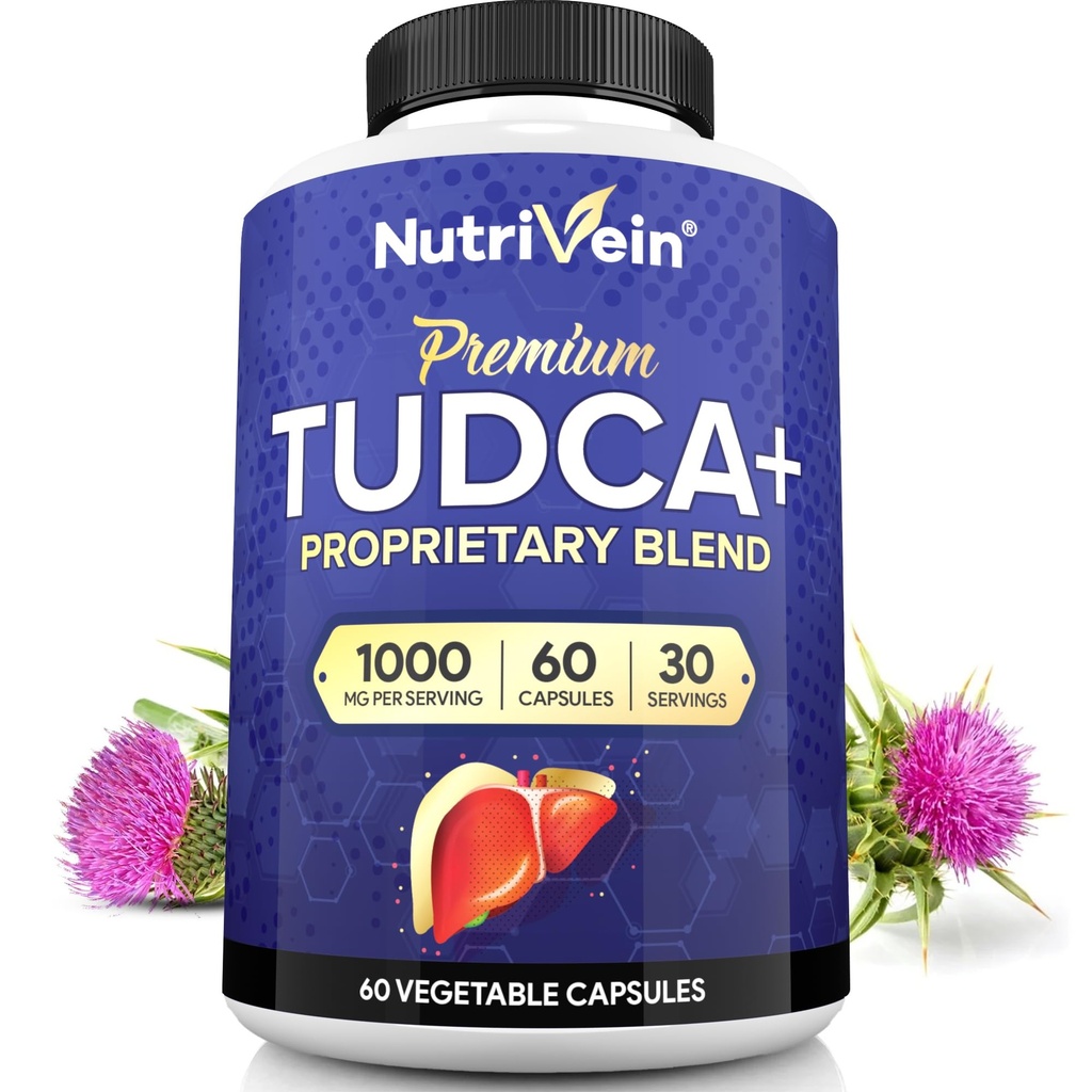 Nutriveral Premium TUDCA + doplněk pro podporu jater 1000mg - 30 Day Supply (60 Caps): dodatek TUDCA Bile Soli pro jaterní wellness
