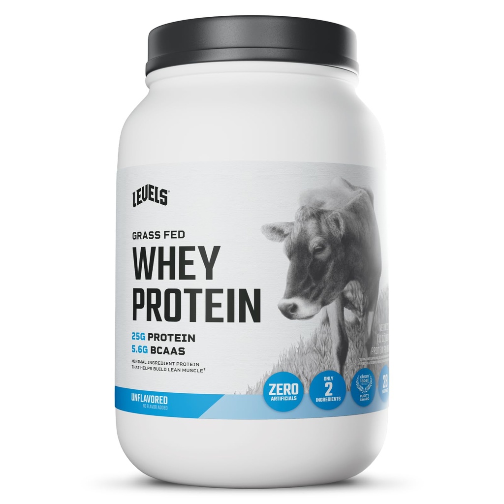 Levels Grass Fed syrovátkový proteinový prášek, bez umělých látek, 25G proteinu, bez příchutí, 2LB
