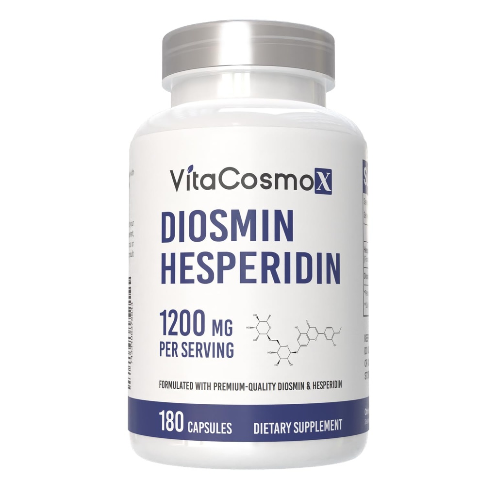 Diosmin Hesperidin 1200 mg Complex, 240 Kapsle, Citrus Bioflavonoids Rich Fruit Extract, 100% Vegetarian, Non- GMO & gluten Free (180 Počet balení po 1)