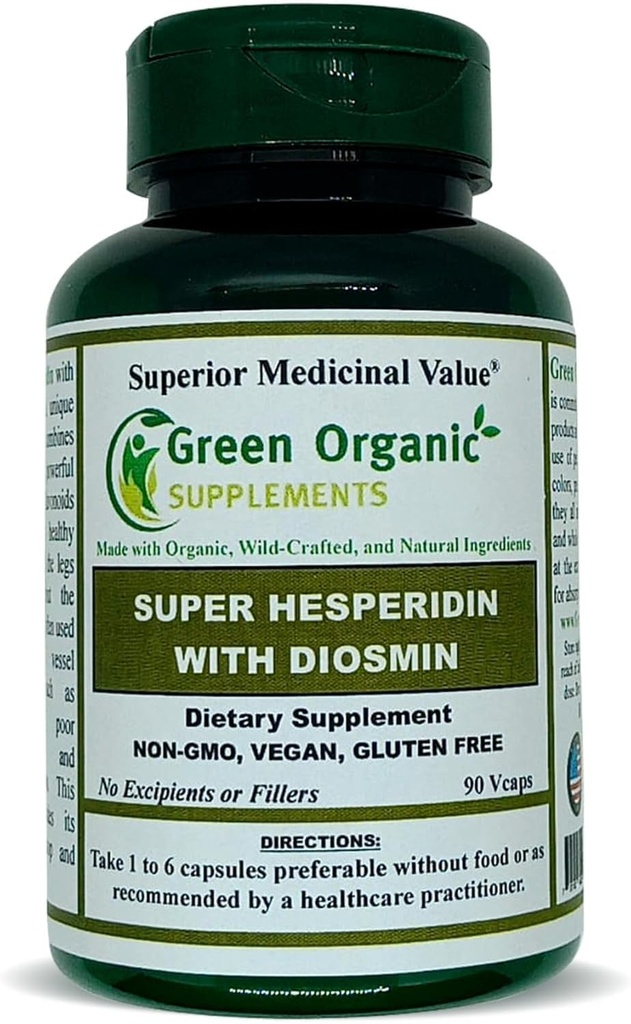 Zelené organické doplňky Hesperidin, Diosmin, Narangin, Unique Formule (Ručně vyrobené, Non-GMO, Vegan, & gluten zdarma) (Single)
