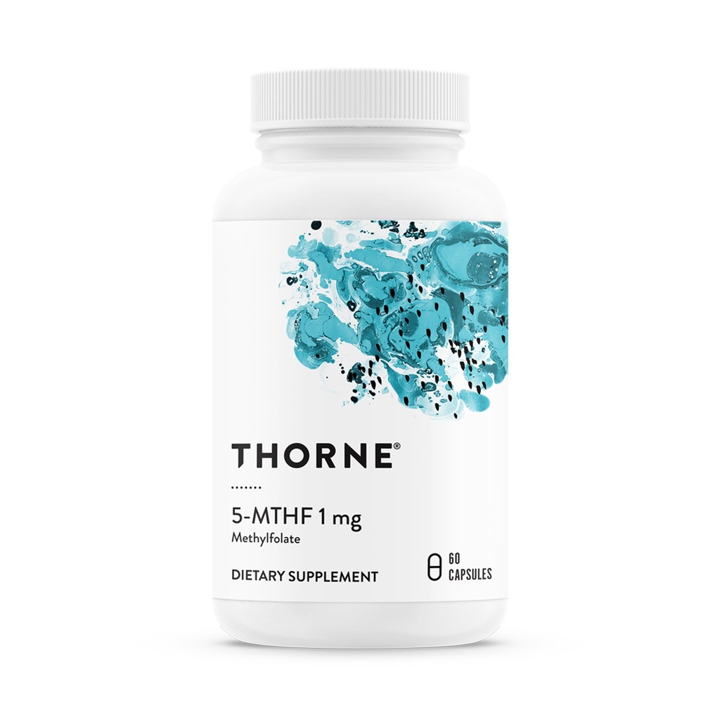 THORNE - 5-MTHF - Methylfolát (Active B9 Folát) Dodatek - Podporuje kardiovaskulární zdraví, vývoj plodu, Nerve zdraví, Methylace a Homocysteinové hladiny * - 60 Služební - 5-MTHF 1mg
